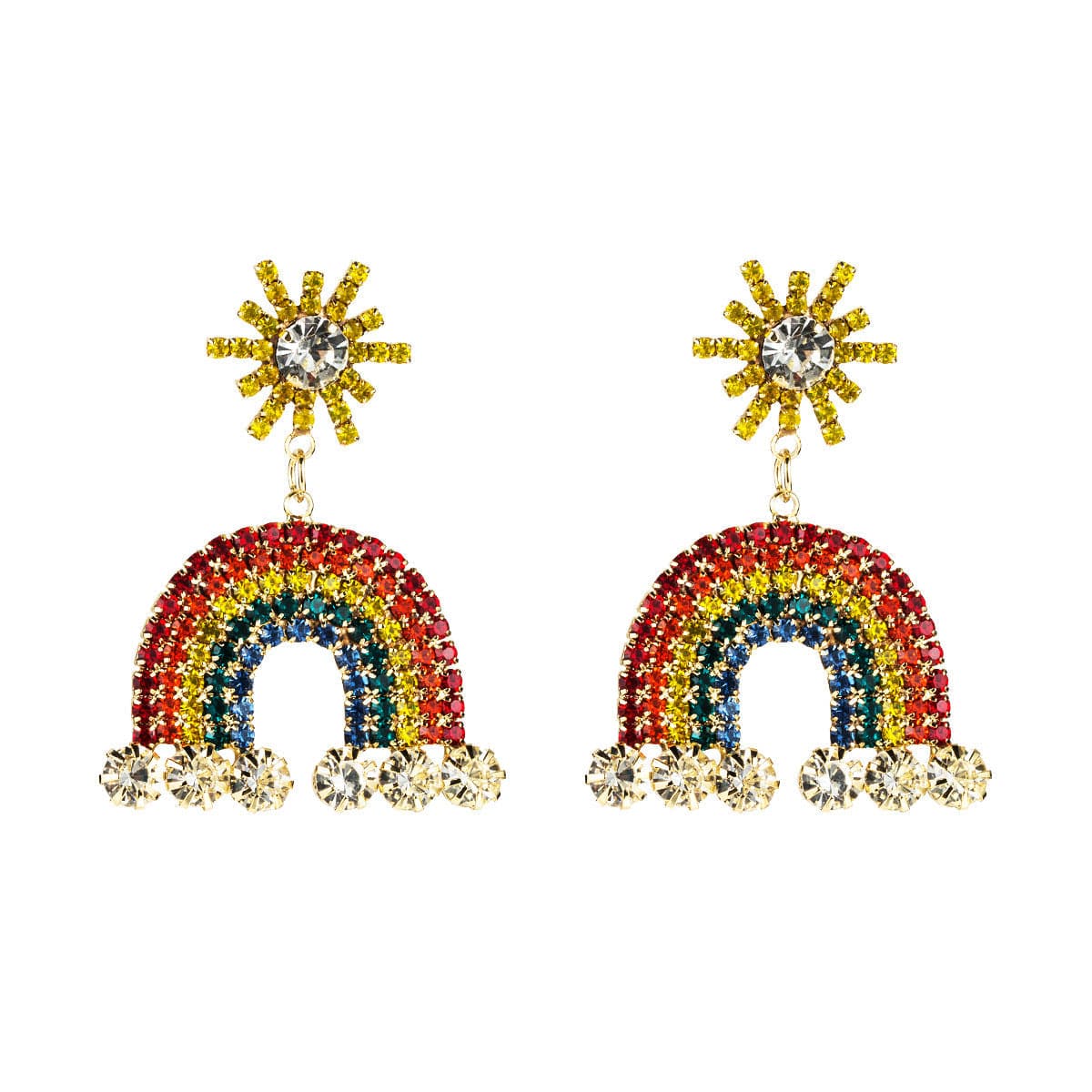 Cubic Zirconia & 18K Gold-Plated Rainbow Drop Earrings