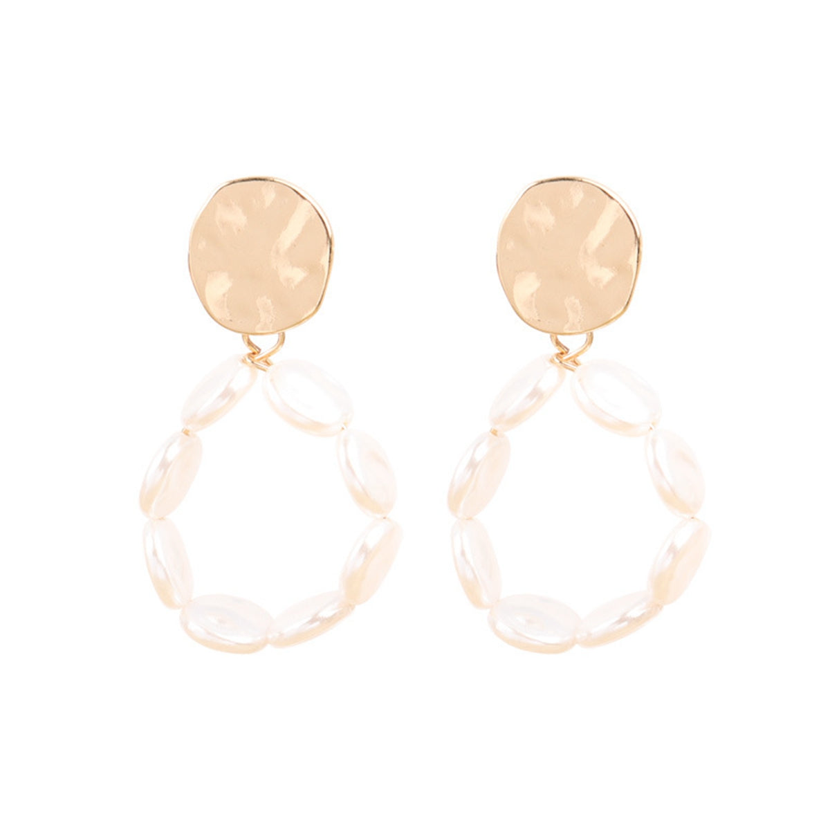 Pearl & 18K Gold-Plated Circle Drop Earrings