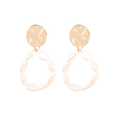 Pearl & 18K Gold-Plated Circle Drop Earrings