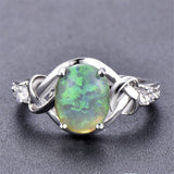 Green Opal & Fine Silver-Plated Ring