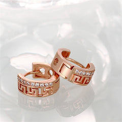 Cubic Zirconia & 18k Rose Gold-Plated Huggie Earrings - streetregion