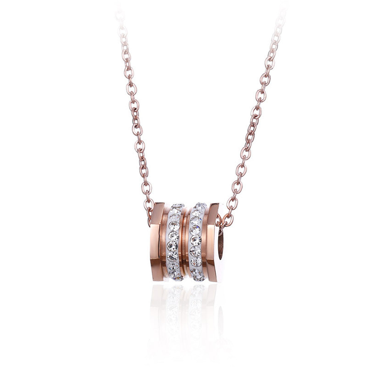 Cubic Zirconia and 18K Rose Gold-Plated Pavé Coil Pendant Necklace, rose gold pendant necklace for women, side view