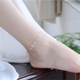 Fine Silver-Plated Open Heart Station Anklet