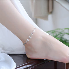 Silver-Plated Open Heart Station Anklet