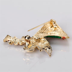 Cubic Zirconia & Enamel 18K Gold-Plated Angel Brooch
