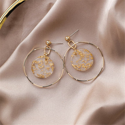18K Rose Gold-Plated Geometric Drop Earrings, rose gold drop earrings for women, botanical inspired, detail close-up