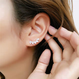Crystal & 18k Rose Gold-Plated Angel's Wing Ear Climbers - streetregion