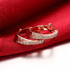 Cubic Zirconia & 18K Rose Gold-Plated Hoop Earrings