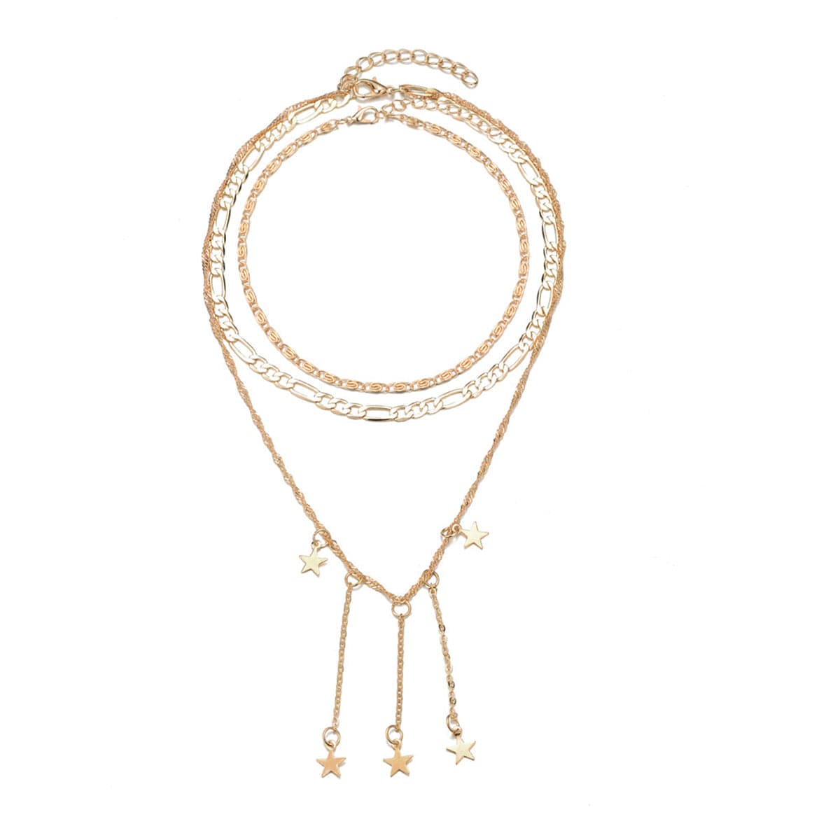 18K Gold-Plated Star Tassel Layered Pendant Necklace