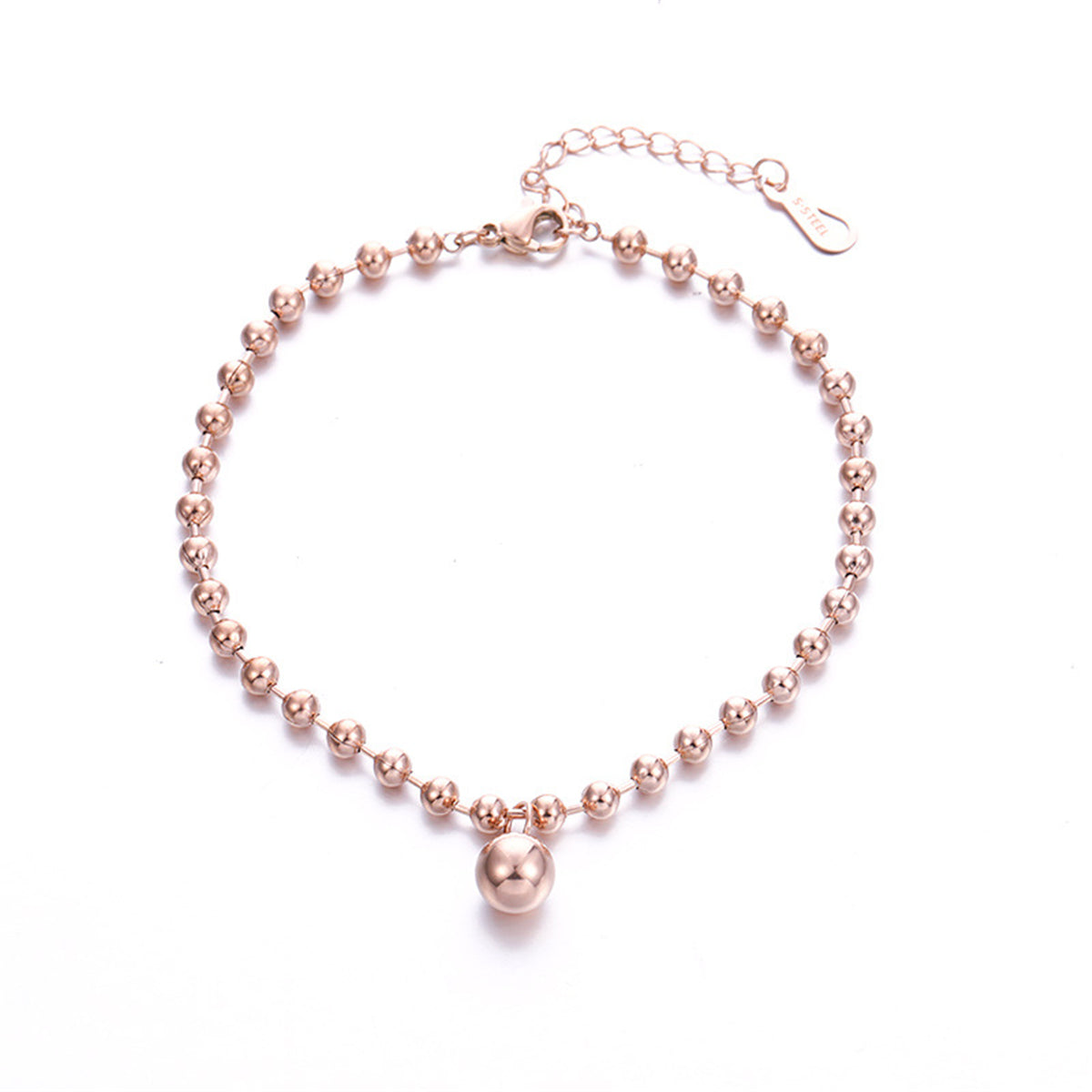 18K Rose Gold-Plated Bead Anklet