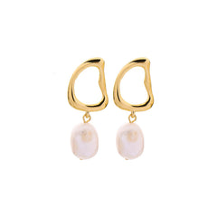 Pearl & 18K Gold-Plated Harp Drop Earrings