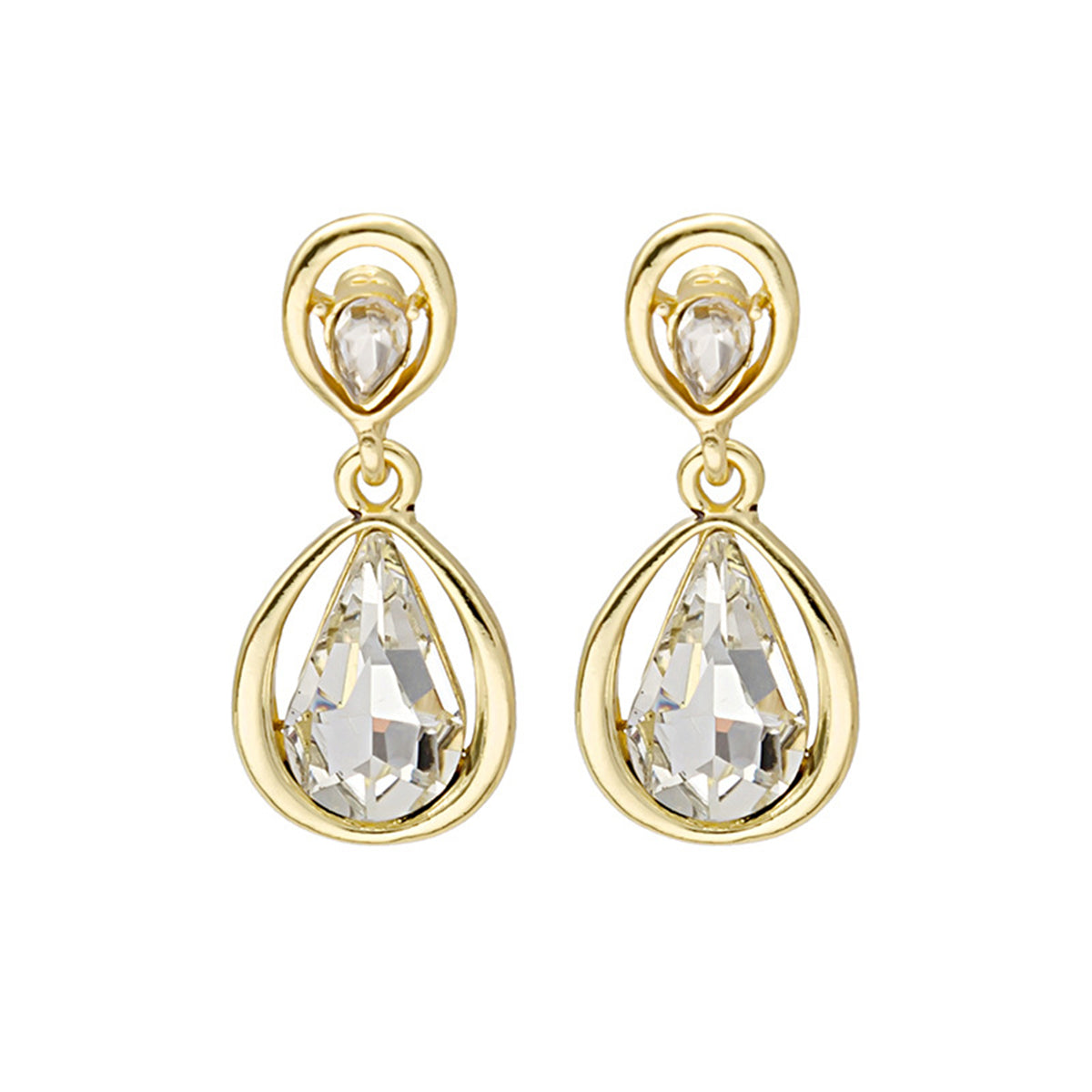 Crystal & 18K Gold-Plated Drop Earrings