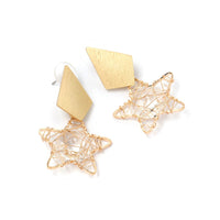 Crystal & Goldtone Geometric Star Drop Earrings