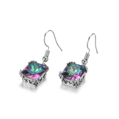 Crystal & Silver-Plated Princess-Cut Drop Earrings - streetregion