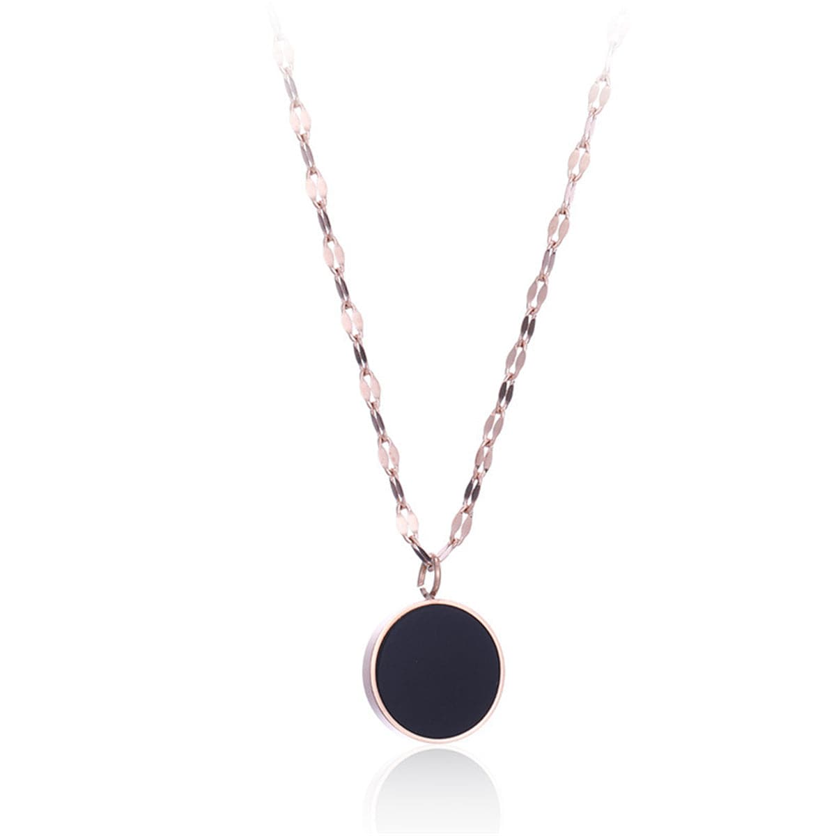 Black Shell & 18k Rose Gold-Plated Round Pendant Necklace - streetregion