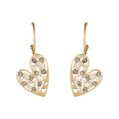 Cubic Zirconia & Crystal Openwork Baguette Heart Drop Earrings