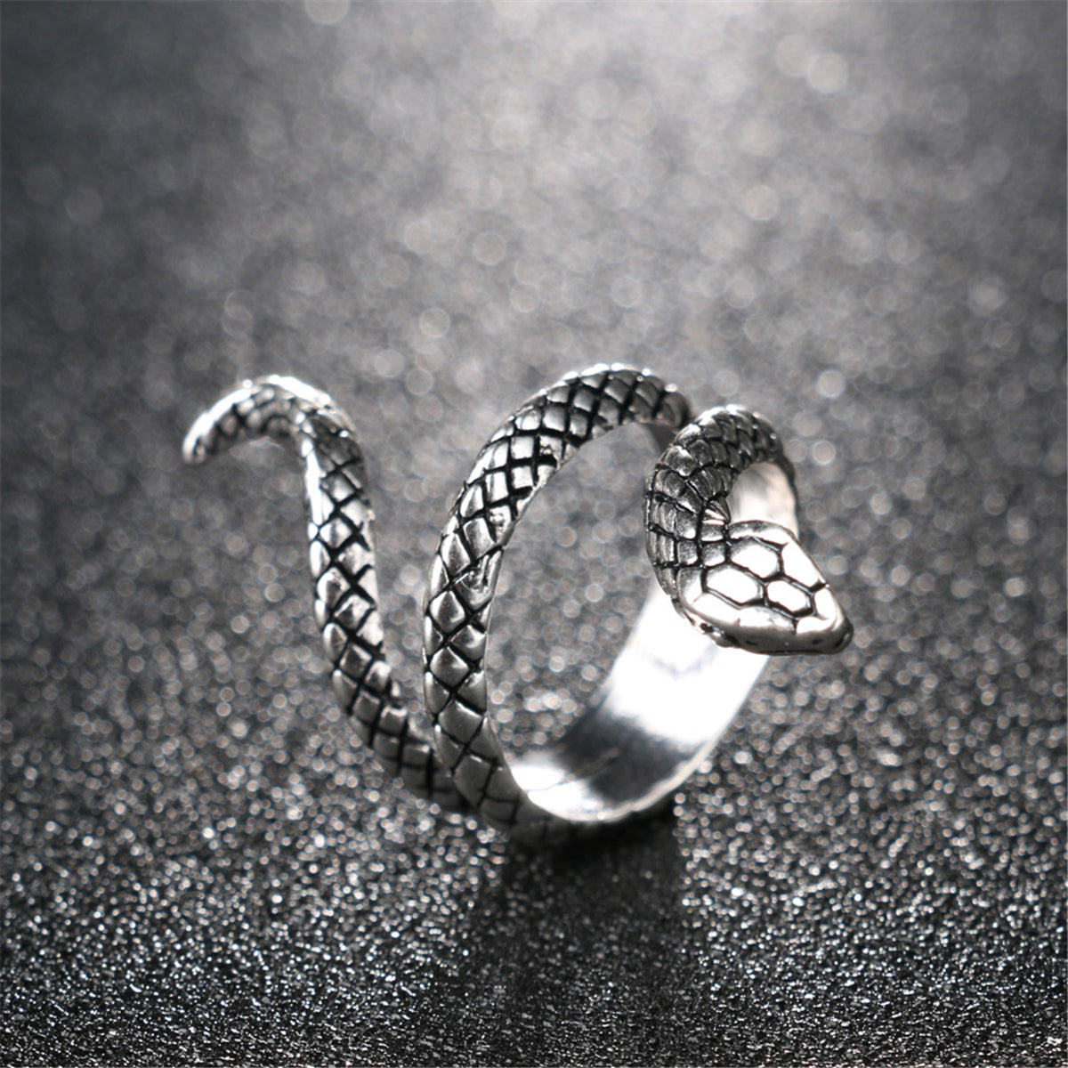 Silver-Plated Coil Snake Band Ring