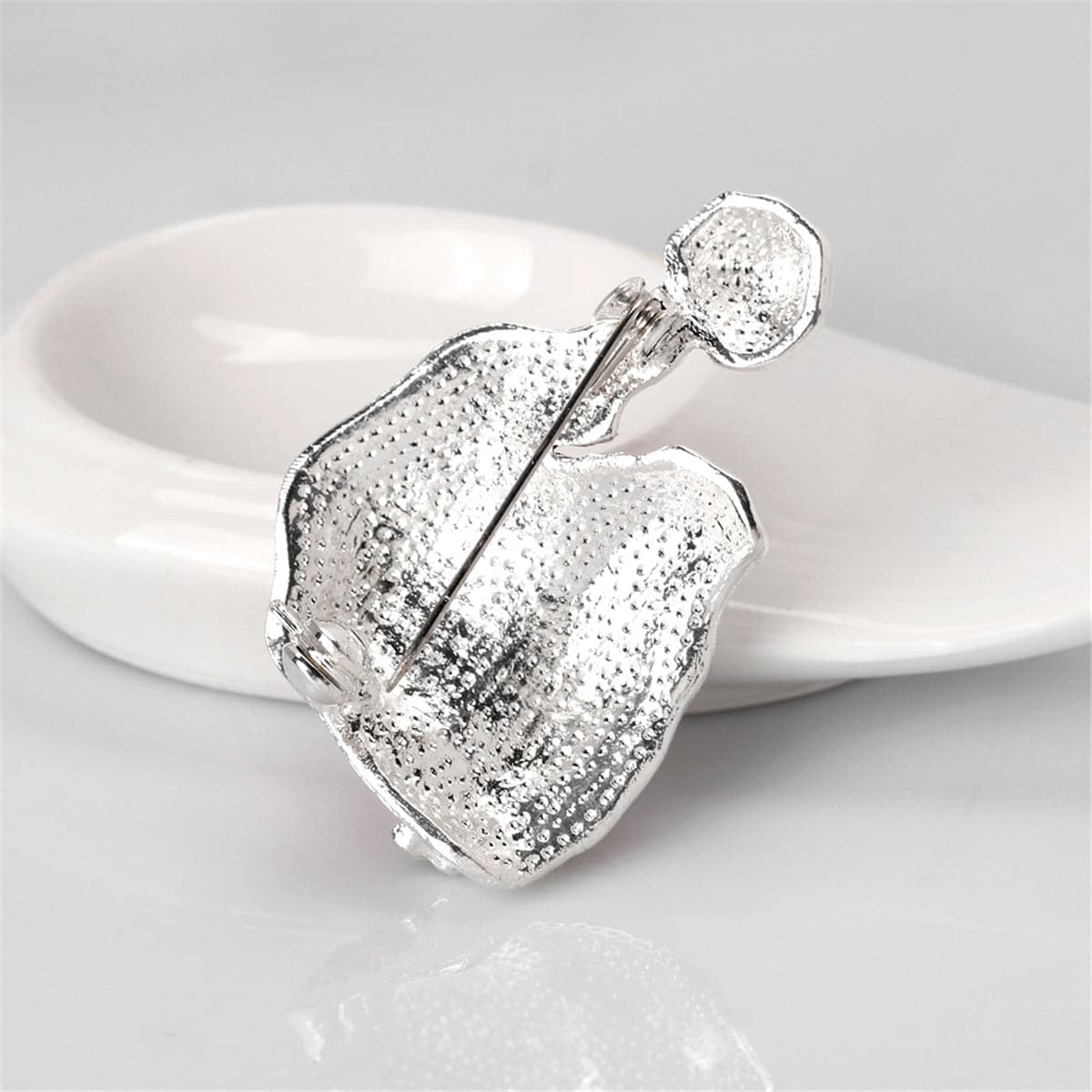 Cubic Zirconia & Enamel Silver-Plated Santa Hat Brooch