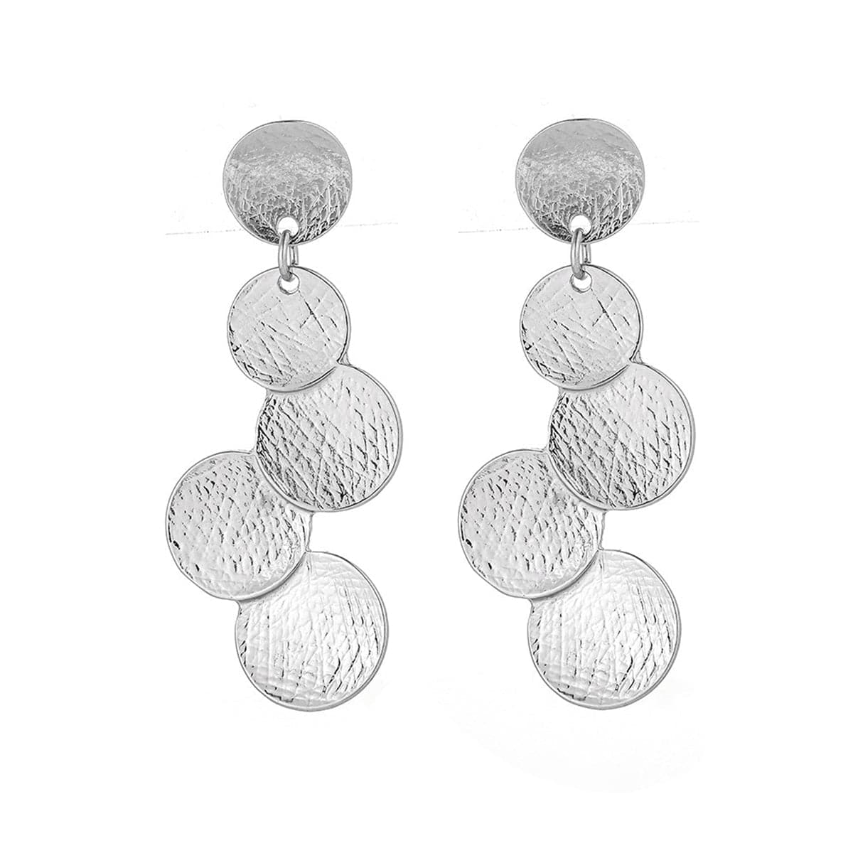 Silver-Plated Coin Cluster Drop Earrings, silver drop earrings for women, vintage-inspired design, front view