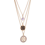 Imitation Pearl & Cubic Zirconia Three-Layer Pendant Necklace