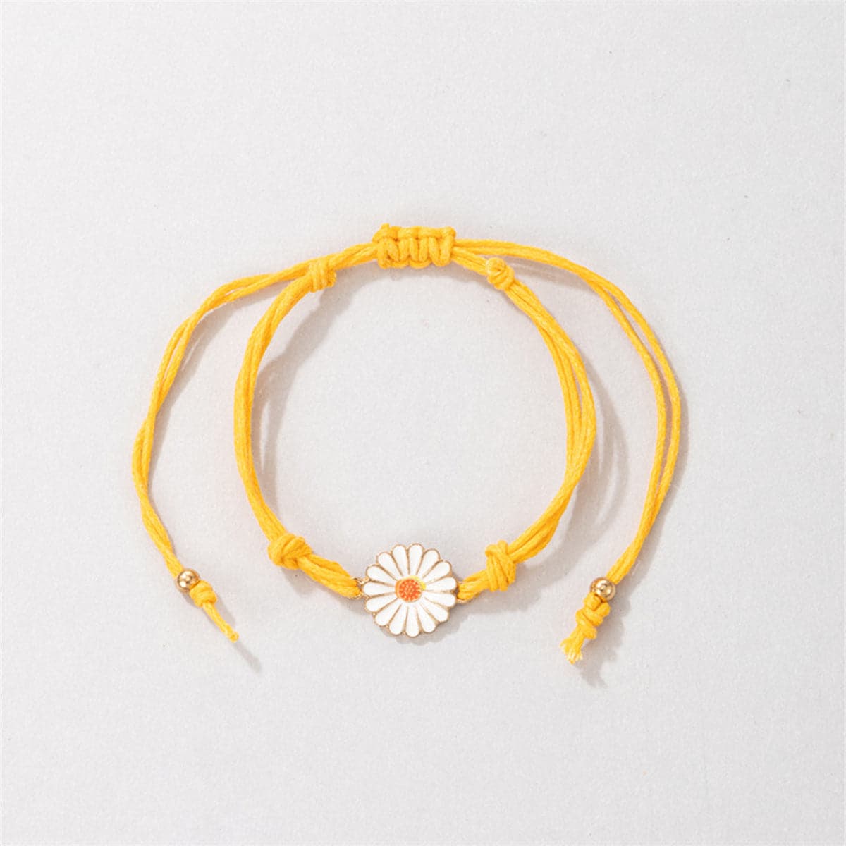 White & Yellow Mum Knotted Anklet
