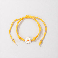 White & Yellow Mum Knotted Anklet