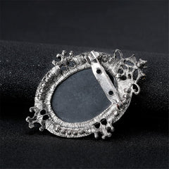 Cubic Zirconia & Silver-Plated Silhouette Brooch