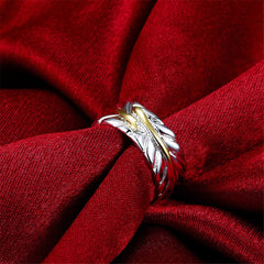 Silver-Plated & 18k Gold-Plated Wing Open Ring - streetregion