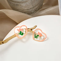 Pearl & Pink Tulip Heart Stud Earrings