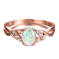 Opal & 18k Rose Gold Crystal-Accent Twist Ring