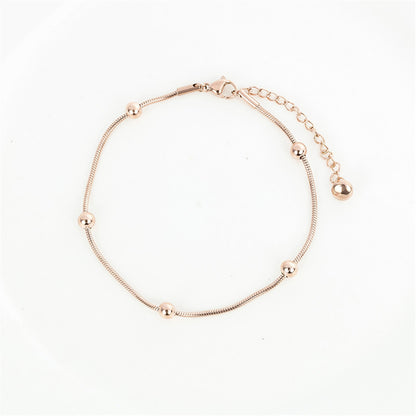 18K Rose Gold-Plated Station Anklet, rose gold anklet bracelet, elegant gift for her, front view