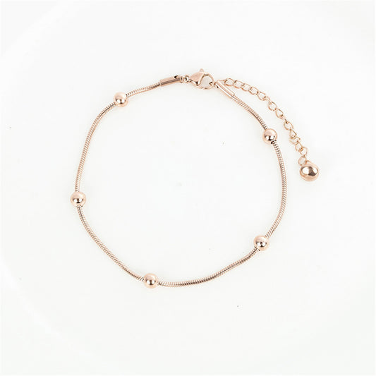 18K Rose Gold-Plated Station Anklet, rose gold anklet bracelet, elegant gift for her, front view