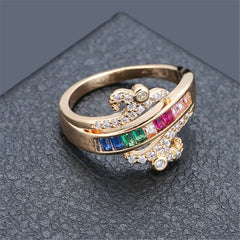 Rainbow Crystal & Cubic Zirconia Rattan Ring