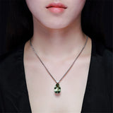Green Crystal & cubic zirconia Pear Cut Heart Pendant Necklace - streetregion