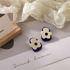 Blue & White Floral Stud Earrings