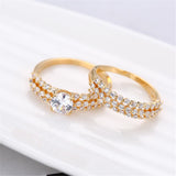 Cubic Zirconia & Goldtone Band & Ring