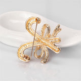 Red & 18k Gold-Plated Bow & Double Candy Cane Crutch Brooch