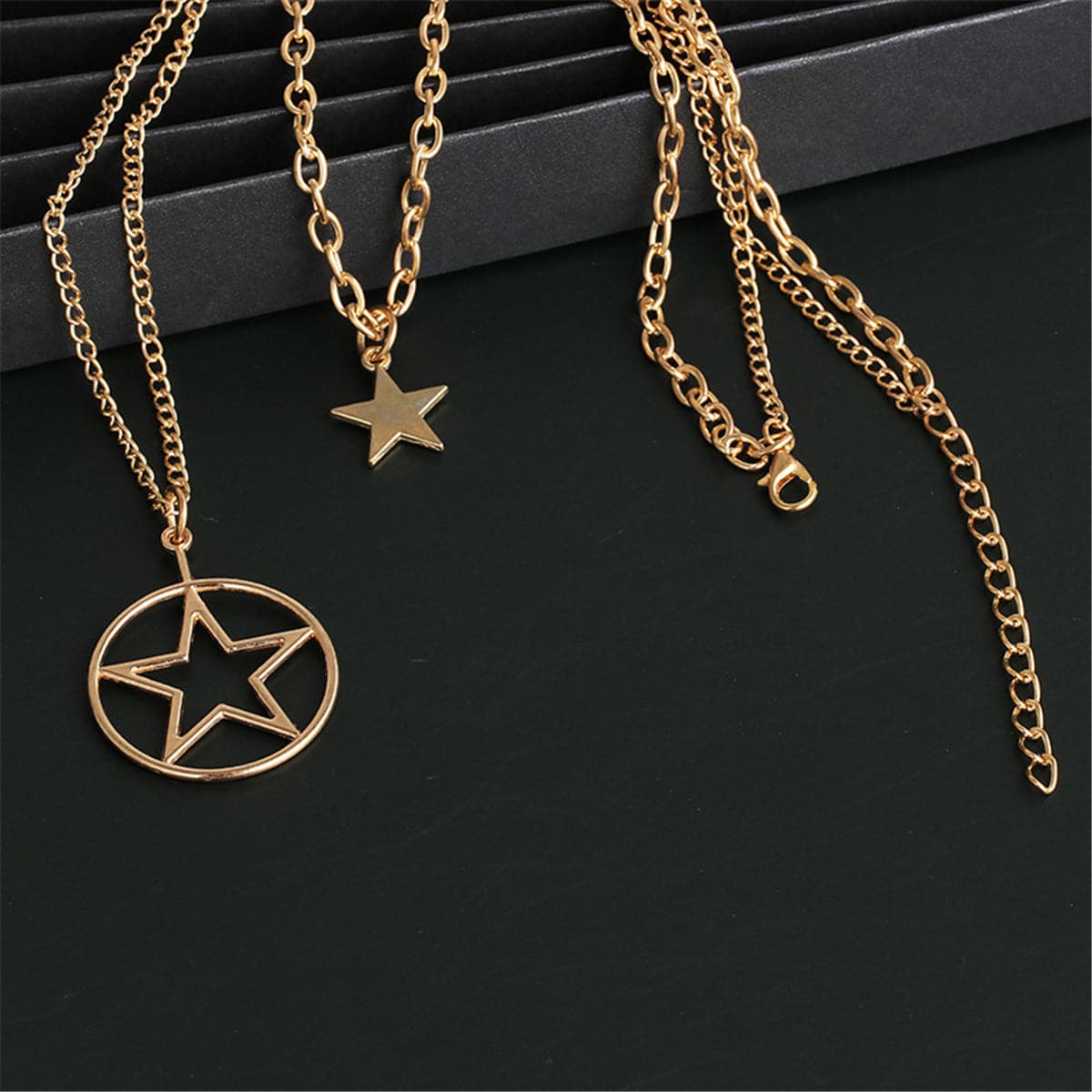 18K Gold-Plated Star Layered Pendant Necklace