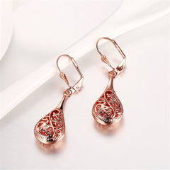 Rose Goldtone Long Drop Earrings - streetregion