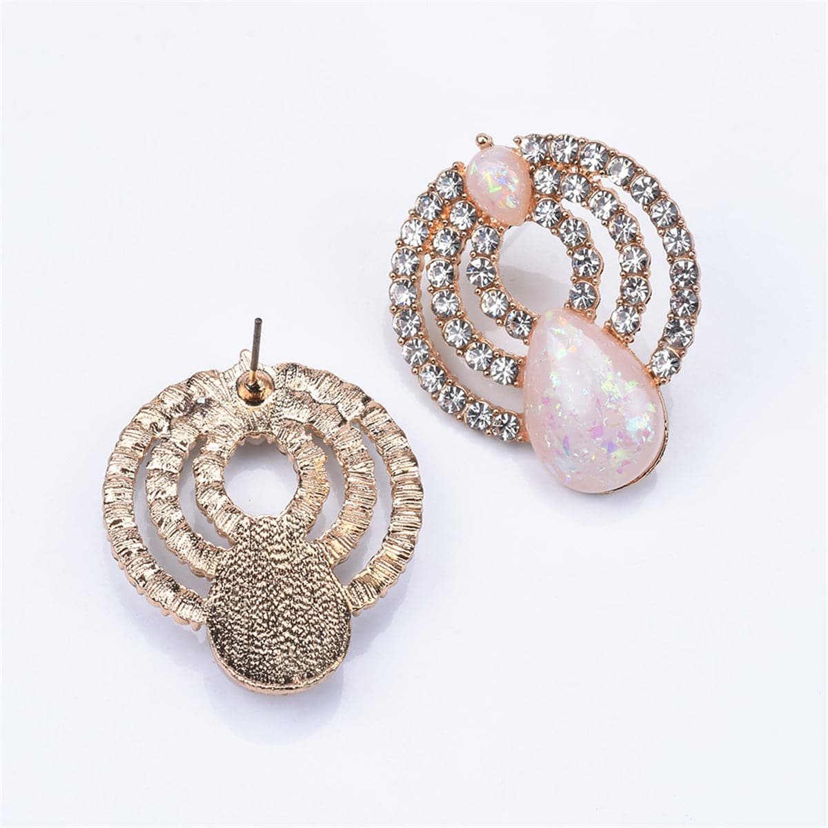 Resin & Cubic Zirconia 18K Gold-Plated Layer Drop Stud Earrings