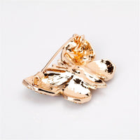 18k Gold-Plated cubic zirconia Butterfly Brooch - streetregion