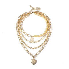 Pearl & 18K Gold-Plated 'Love' Heart Layer Pendant Necklace