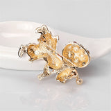 Cubic Zirconia & 18k Gold-Plated Santa Claus & Presents Brooch