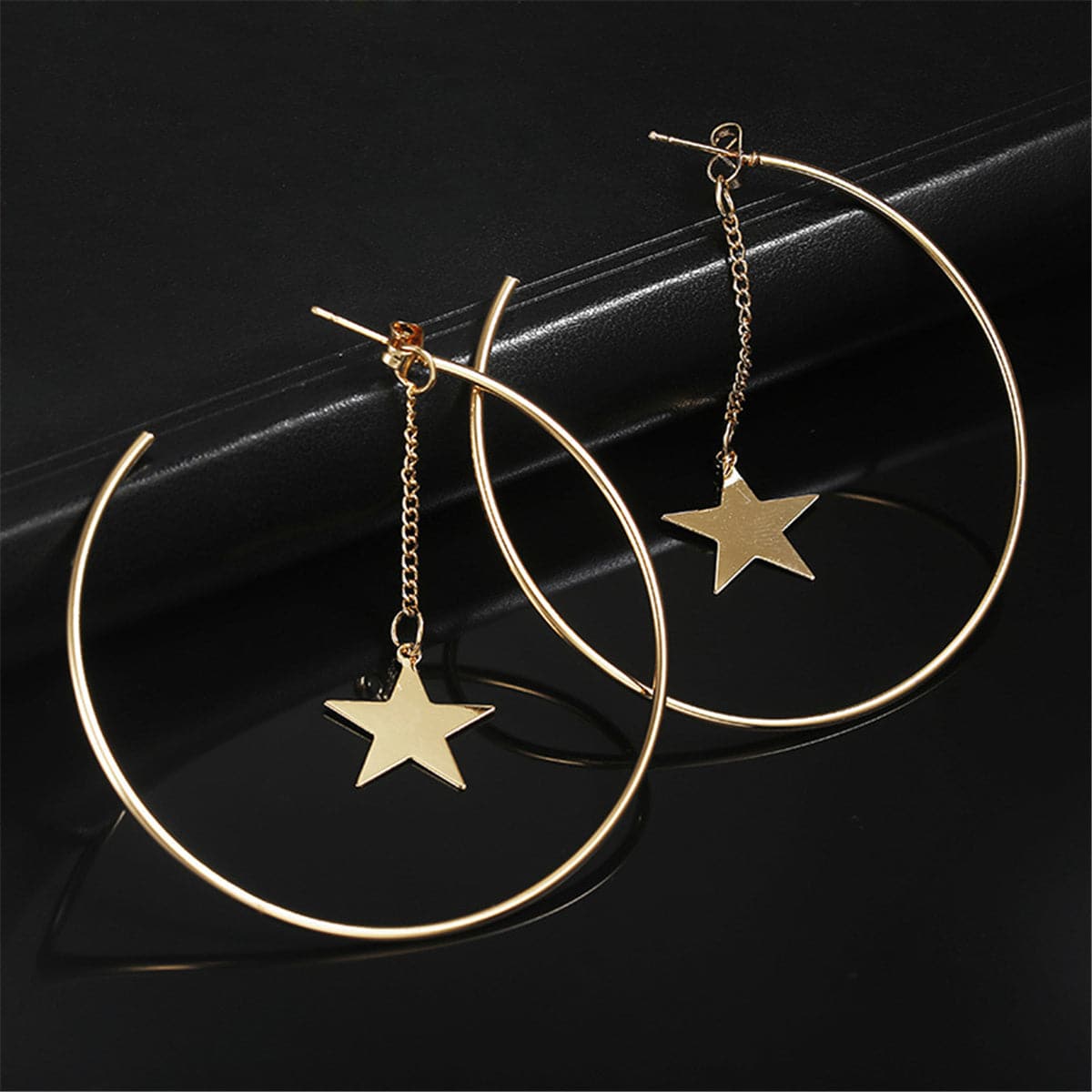 18K Gold-Plated Star Charm Hoop Earrings