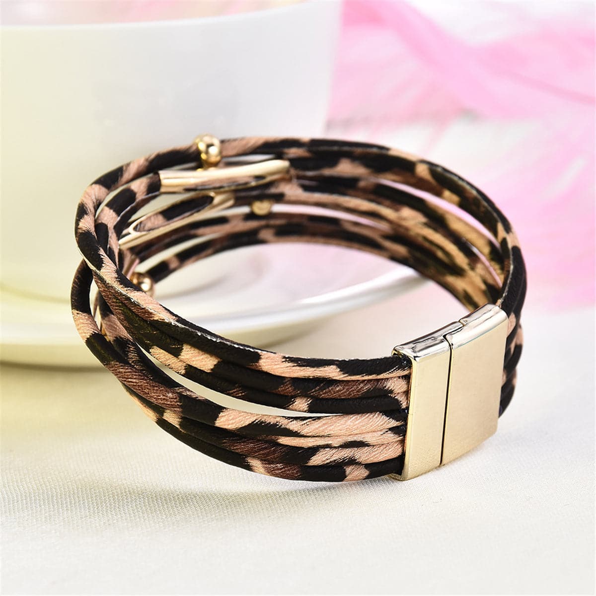 Brown Leopard Multi-Strand Bracelet - streetregion