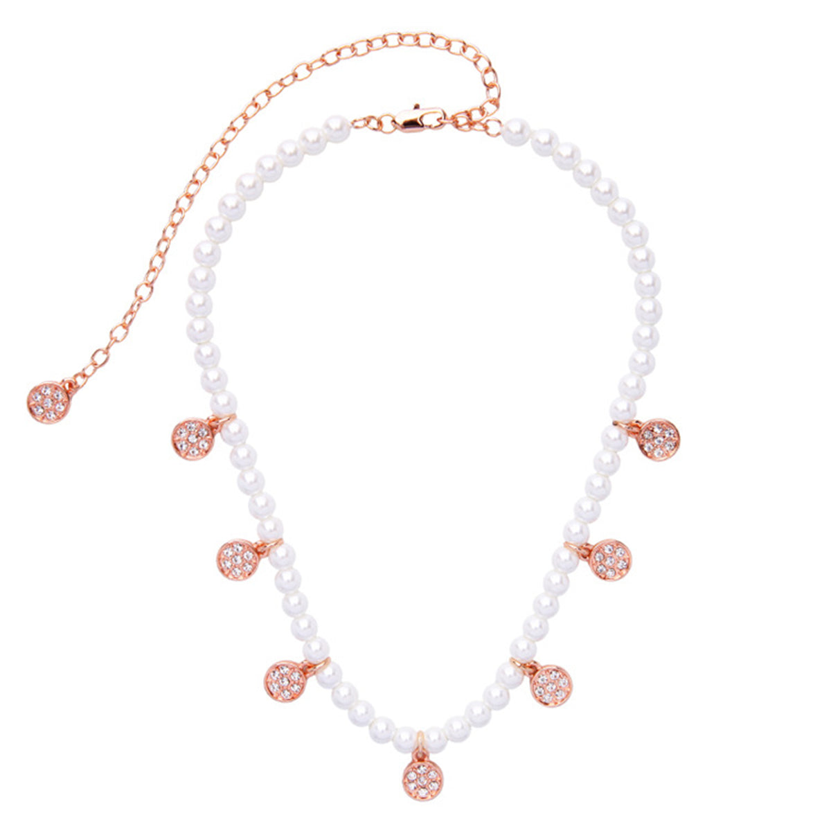 Cubic Zirconia and Pearl Station Necklace, pendant necklace for women, botanical inspired, styled look