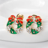 Cubic Zirconia & 18k Gold-Plated Wreath with Bow Stud Earrings