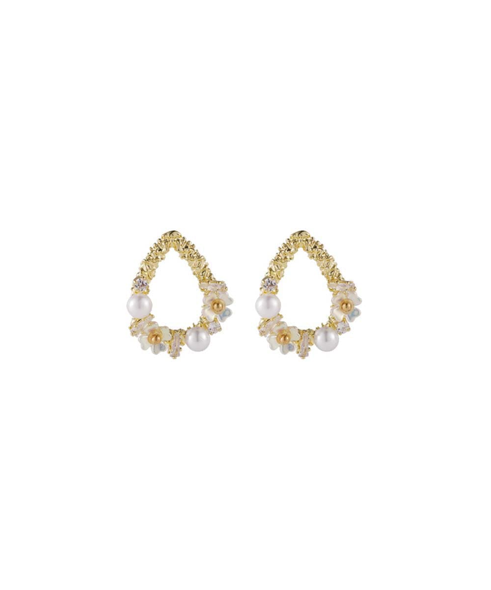 Pearl & Cubic Zirconia 18K Gold-Plated Floral Teardrop Earrings