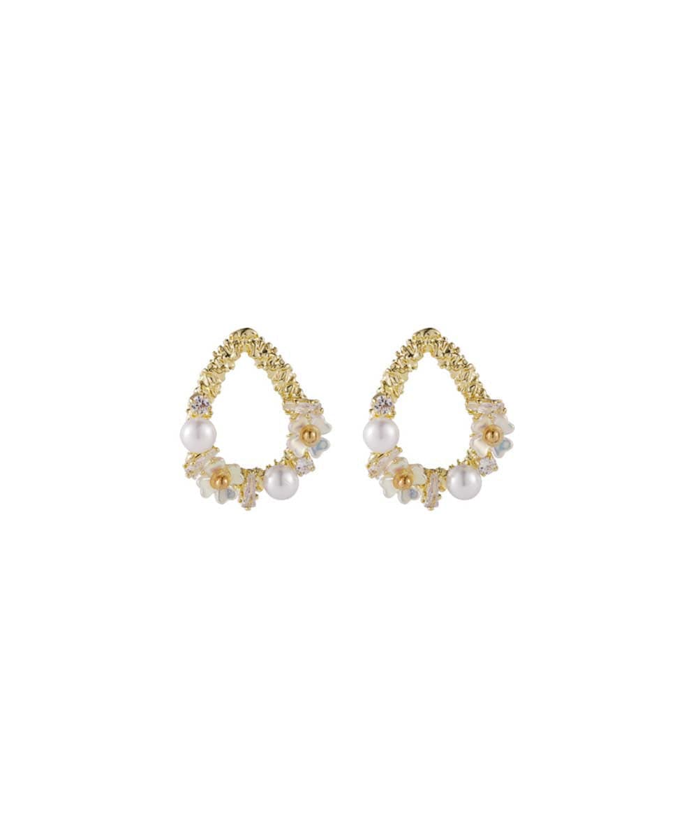 Pearl & Cubic Zirconia 18K Gold-Plated Floral Teardrop Earrings
