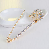 Cubic Zirconia & 18k Gold-Plated Pin Brooch